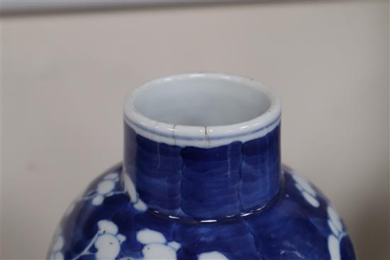 A Chinese Prunus lidded vase, a sleeve vase and another tallest 44.5cm